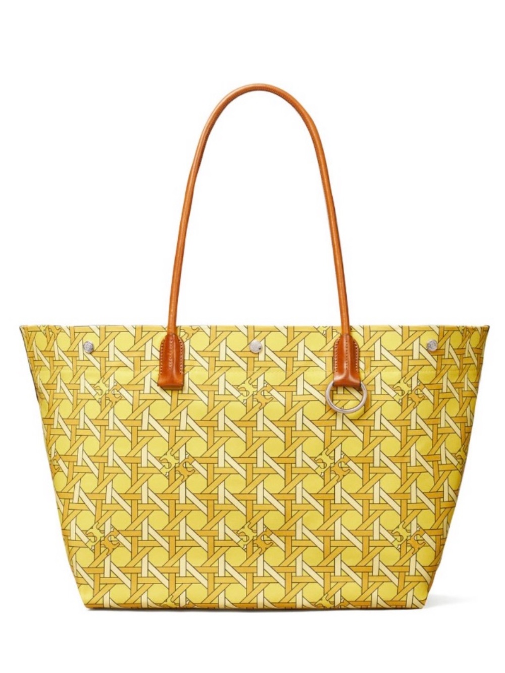 Tory Burch Canvas Basketweave Tote Saffron 700 Yellow NWT